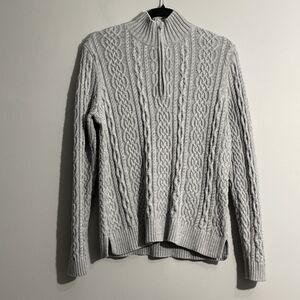Talbots Women’s Cable Knit Quarter Zip Sweater Classic Pullover Size L